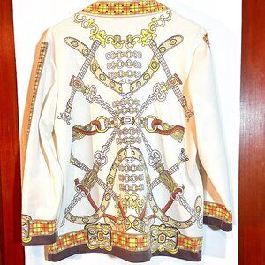 Vintage 70s Groovy Hermes Style Button Shirt Jacket L-XL